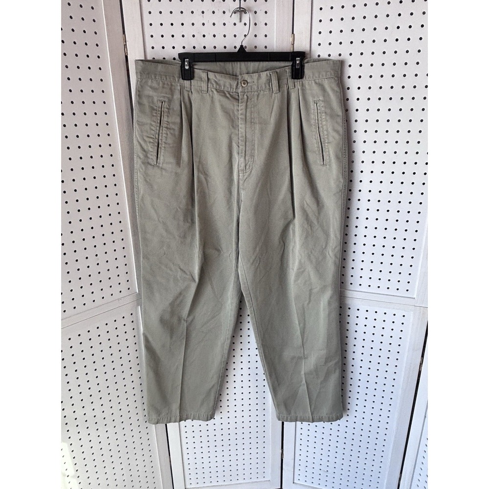 Greg Norman Collection Pleated Twill Chino Pants‎ Cotton 40x30 Light Green Beige
